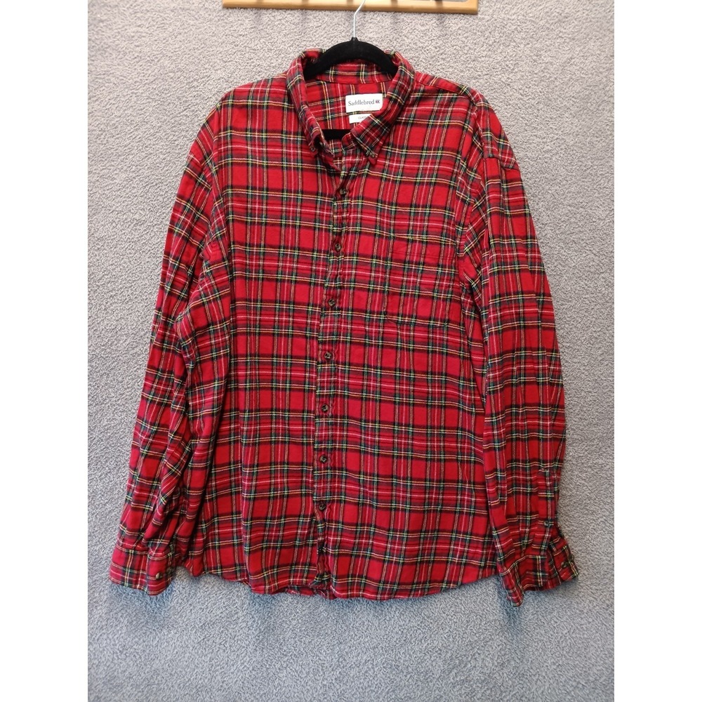 Saddlebred Classic Fit Flannel Shirt‎ Men's 3XLT Red Plaid Cotton
